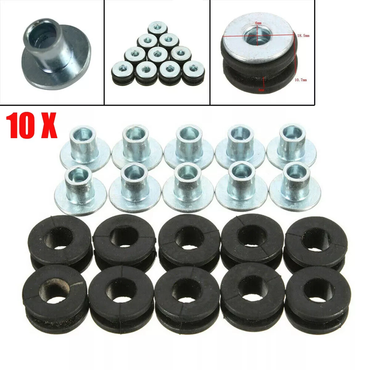 

10PCS Motorcycle Rubber Grommets Bolt Kit Cushion Accessories For Most Fairing/engine Cover Parts Tool Kits Accessories