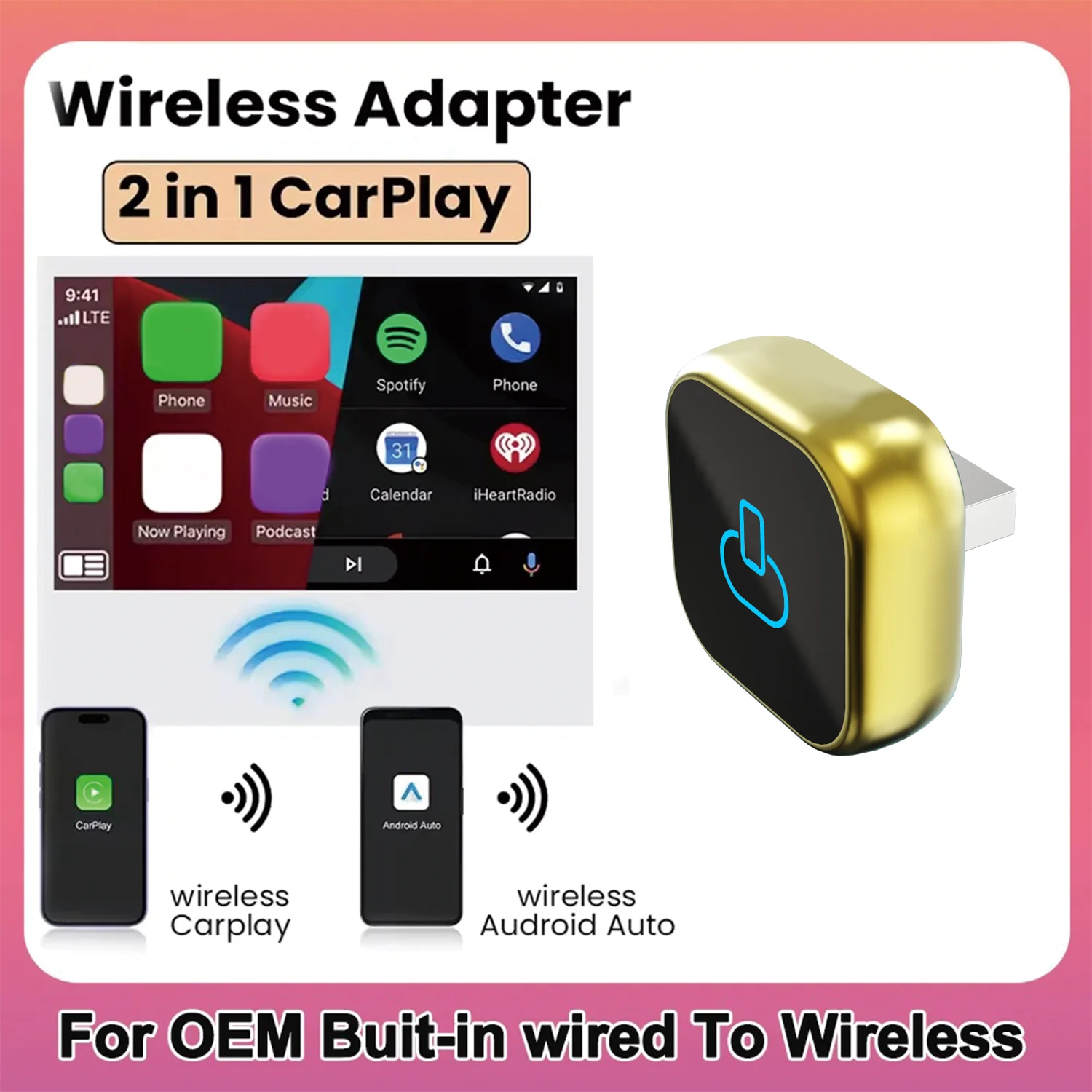 

TrolinkTek Halloween gift 2in1 Wireless CarPlay and Android Auto Adapter Plug&play, fast auto-connect, essential car accessory