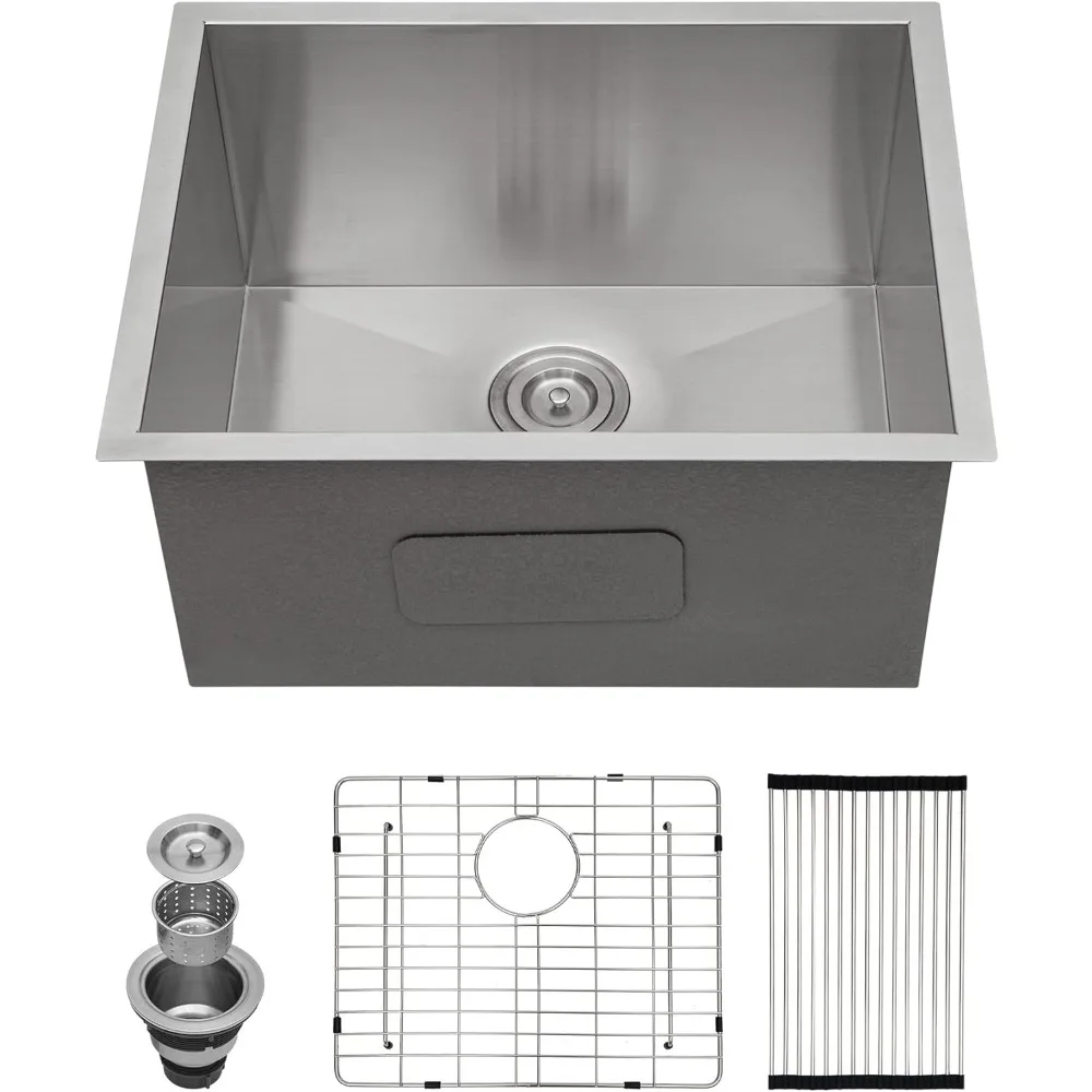 

12 Deep Laundry Sink Base, 24 Inch Practical Sink, Stainless Steel Single Bowl Counter, Laundry Utility Room Kitchen Sink Basin