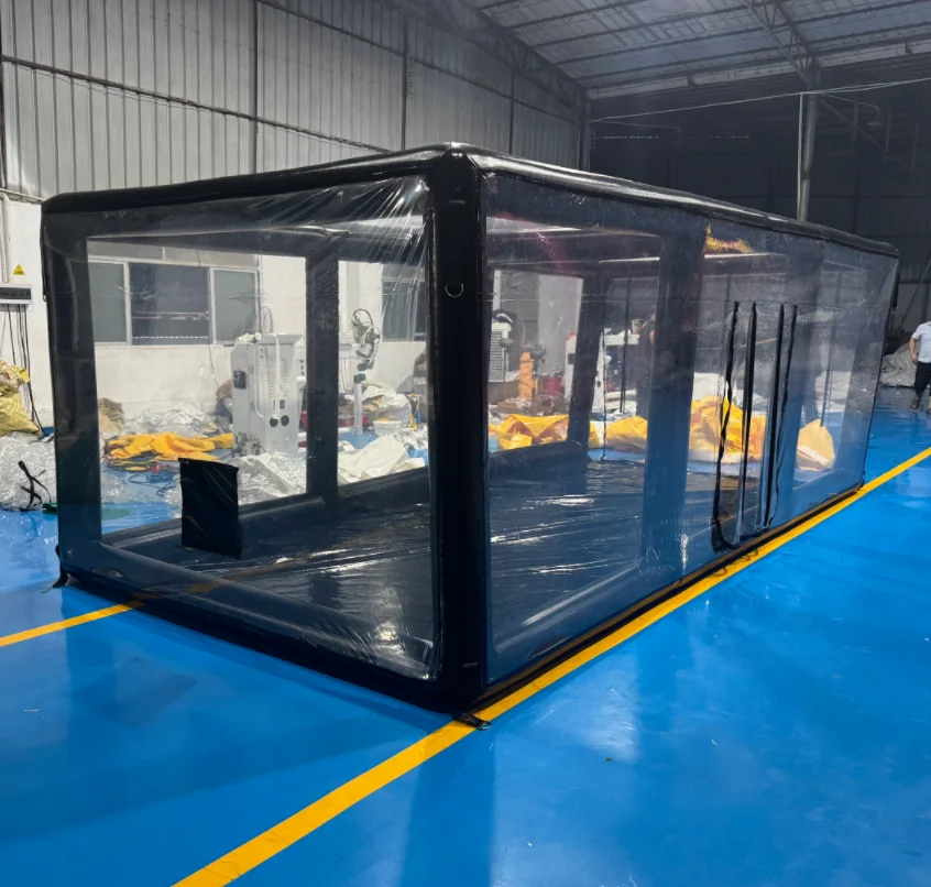 Wysokiej jakości przezroczysty namiot dmuchany fabrycznie wykonany na zamówienie z PVC, przezroczysty namiot dmuchany typu bubble, namiot dmuchany do samochodu.