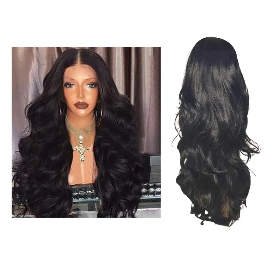 

Black Women Long Wavy s Curly Hair Middle Parting Cosplay Daily Party