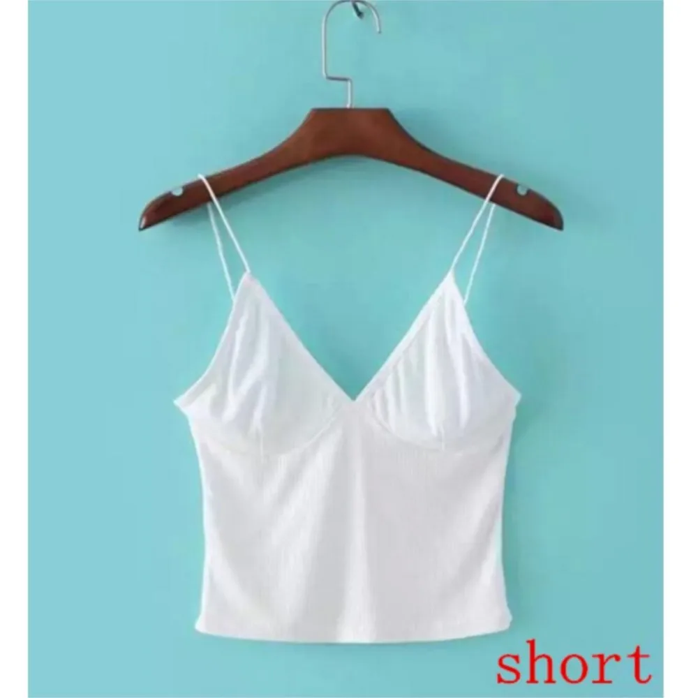 Sexy V neck Slim fit Tight Camis Crop Top Comfortable Camisetas Tank Vest Rib Knitting Short Tee