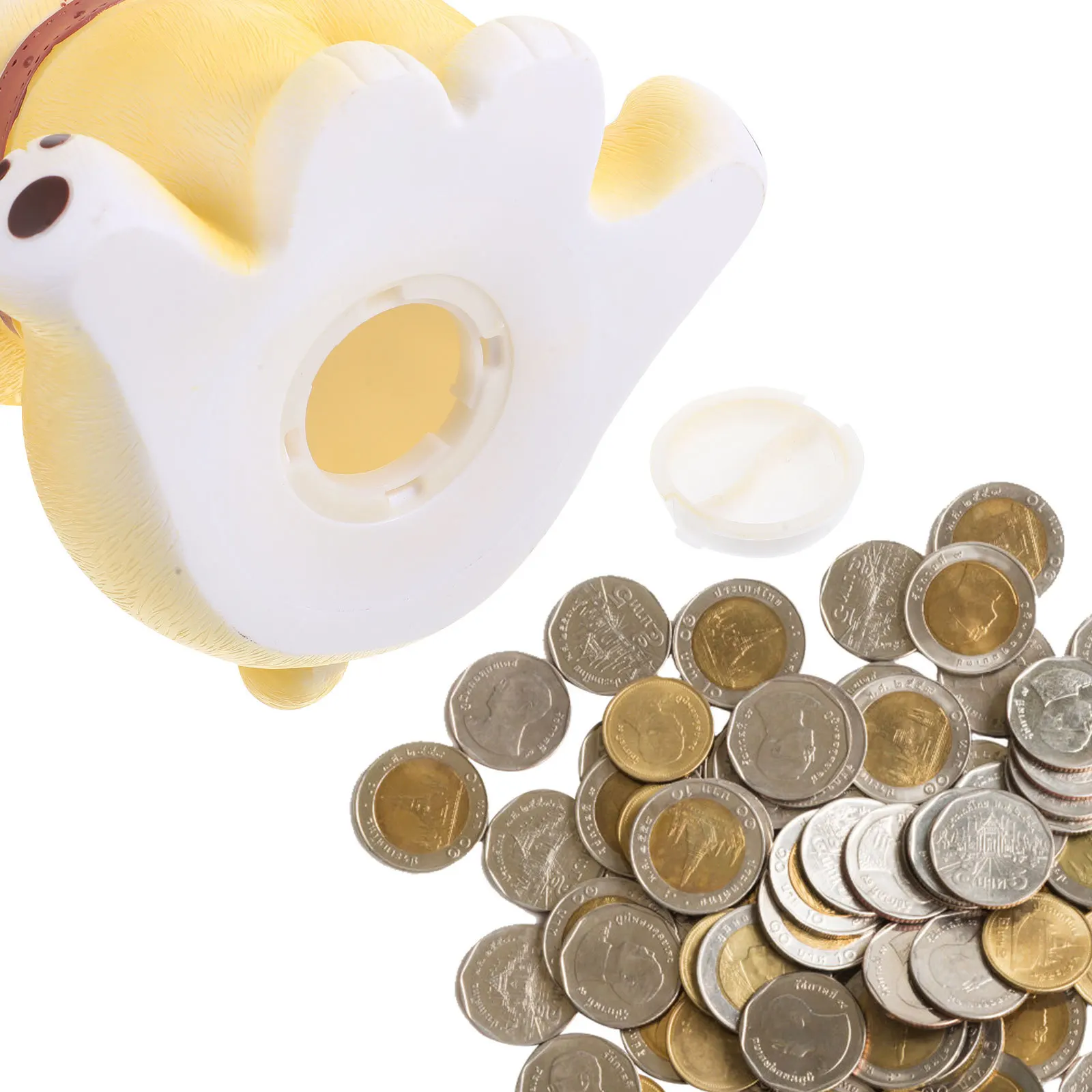 Cofrinho de cachorro de desenho animado para crianças, suporte de dinheiro inquebrável com slot inferior, decoração de mesa fofa, pote de economia pequeno para crianças