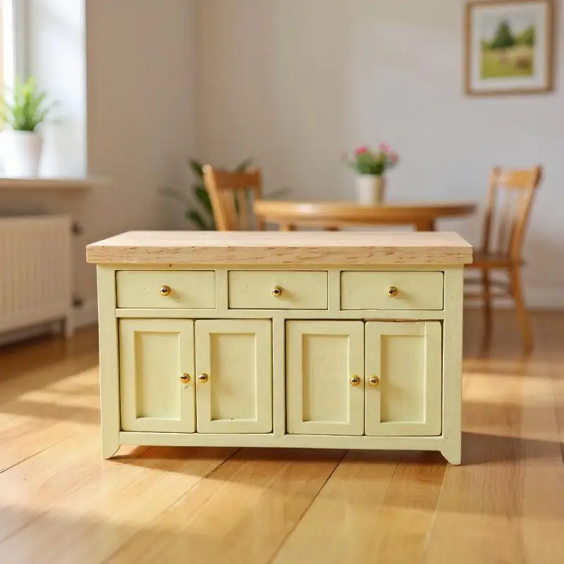 

1Pc 1/12 Scale Miniature Birch Storage Cabinet for Dollhouse, Living Room DIY Accessory