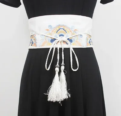 Hanfu 고대 스타일 중국 스타일 자수 붕대와 허리와 외부와 넓은 거들 여성 패브릭 장식 드레스