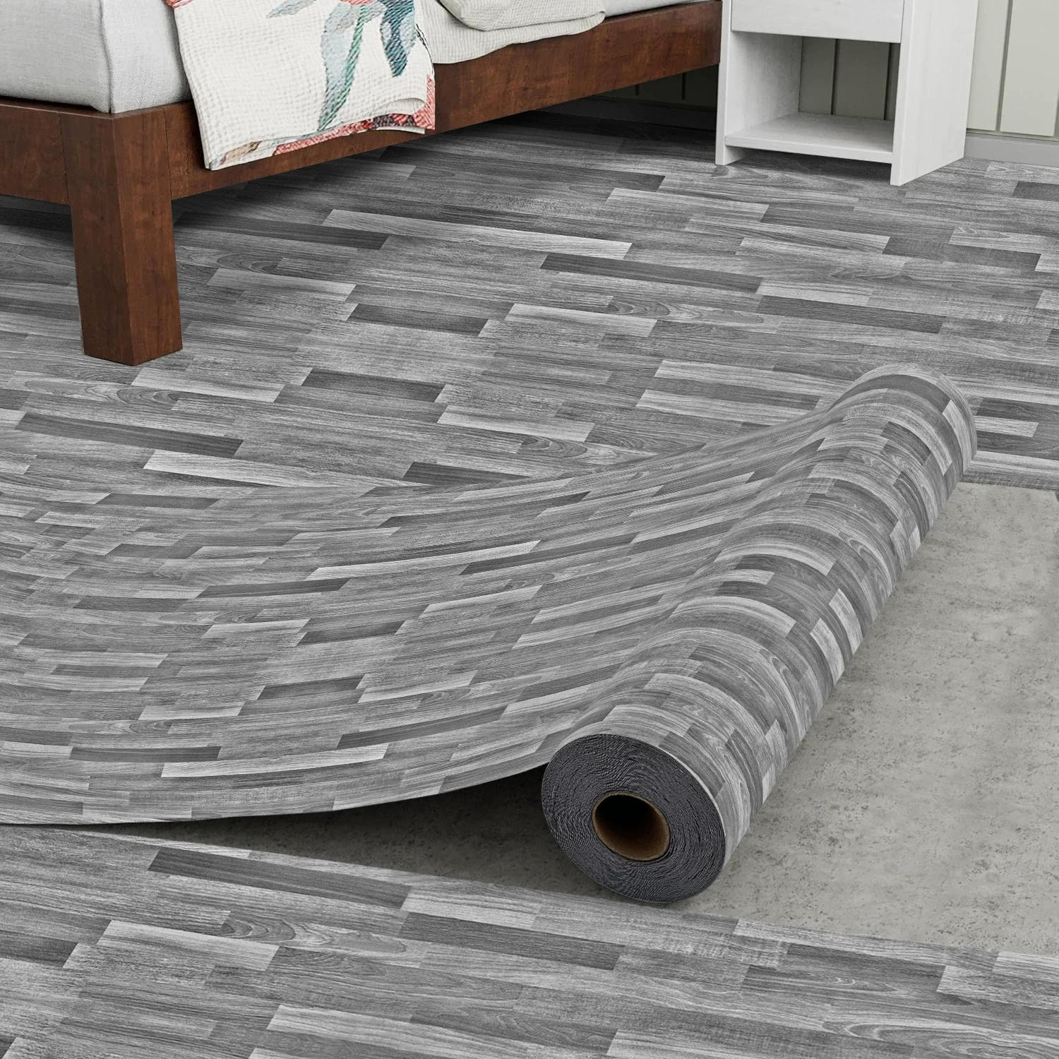 Roll-Type PVC Self-Adhesive Waterproof Wood Grain Floor Suitable For Renovation And Decoration Of Living Room And Bedroom Floor.