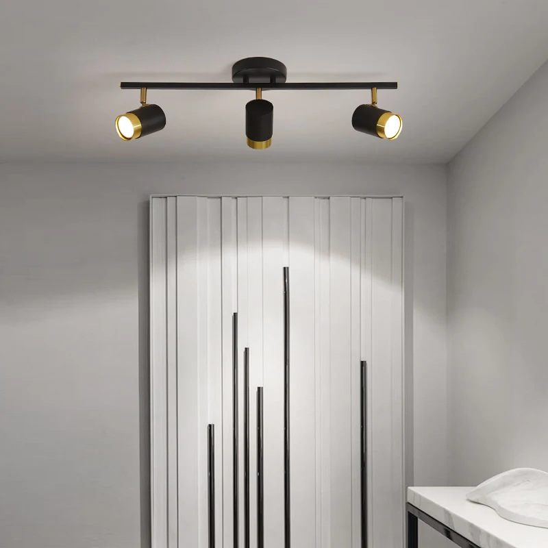 Nordic Strip Led Kroonluchters Met Spots Voor Woonkamer Slaapkamer Balkon Gang Lichten Zwart Wit Decor Verlichtingsarmaturen