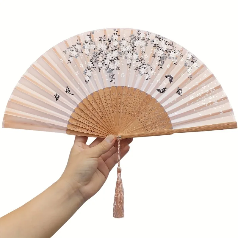 Folding Hand Fan With Tassel, Chinese Style Japanese Style Handheld Fan Party Favor Supplies