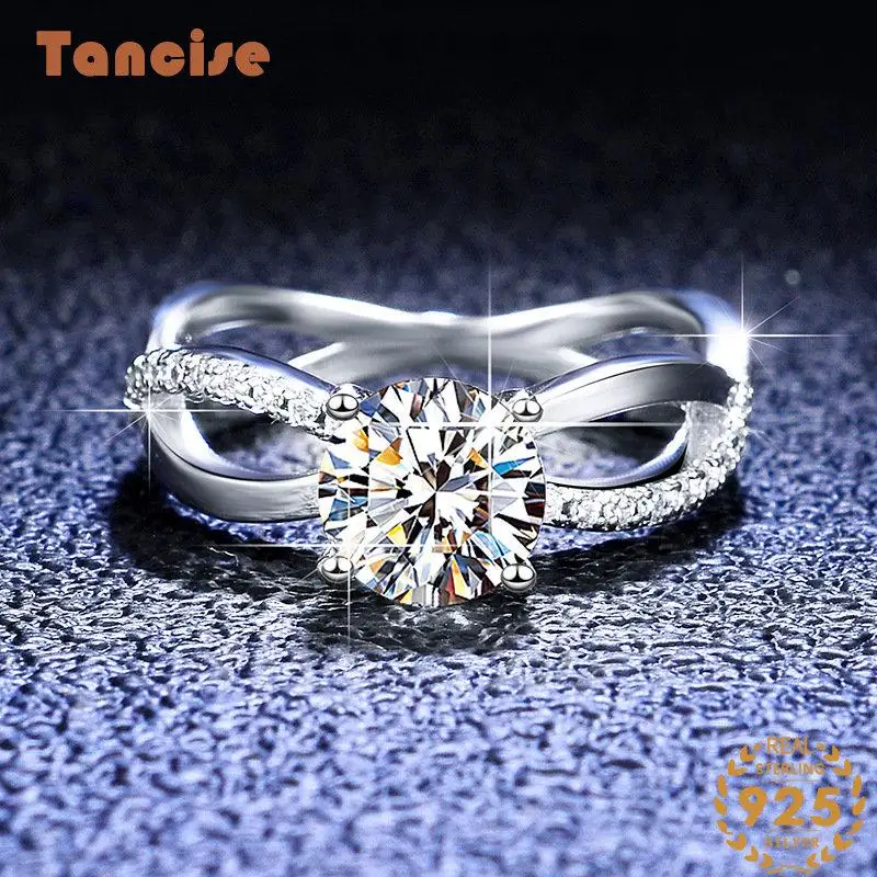 

Tancise Classic 925 Sterling 1 Carat Moissanite Ring for Women Ladies Jewelry Wedding Promise Party Gift