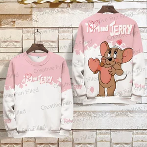 Tom và Jerry Capuz của trẻ em và phim hoạt hình trưởng thành, tay áo dài với mui xe lỏng lẻo, thương hiệu thời trang châu Âu và Mỹ, mới, 2024 10 Áo nỉ bán hàng chính của Tom và Jerry - 3
