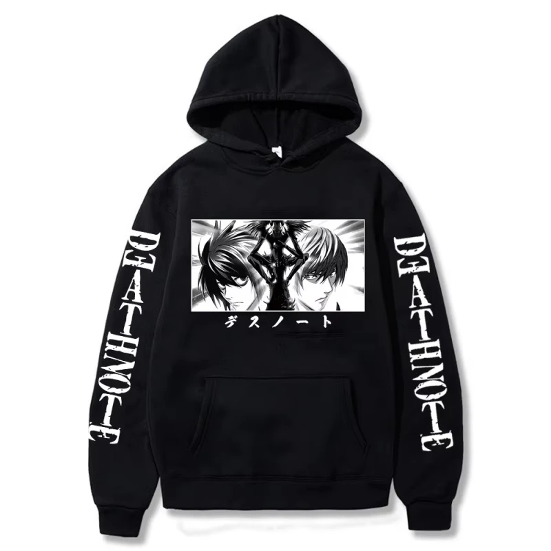 Japanese Anime Death Note Hoodie Cool Graphic Vintage Oversized Hooded Sweatshirt Long Sleeve Cotton Loose Oversized Hot Sale