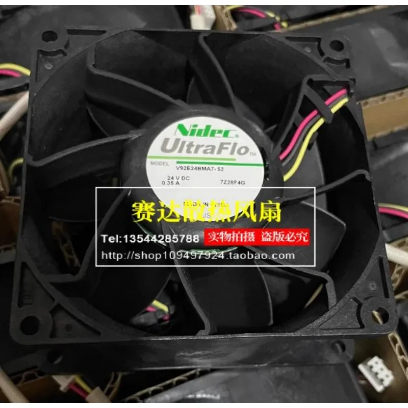 New Cooler Fan for NIDEC V92E24BMA7-52 9238 24V 0.35A 3 Wire Inverter Cooling Fan 92 * 92 * 38MM