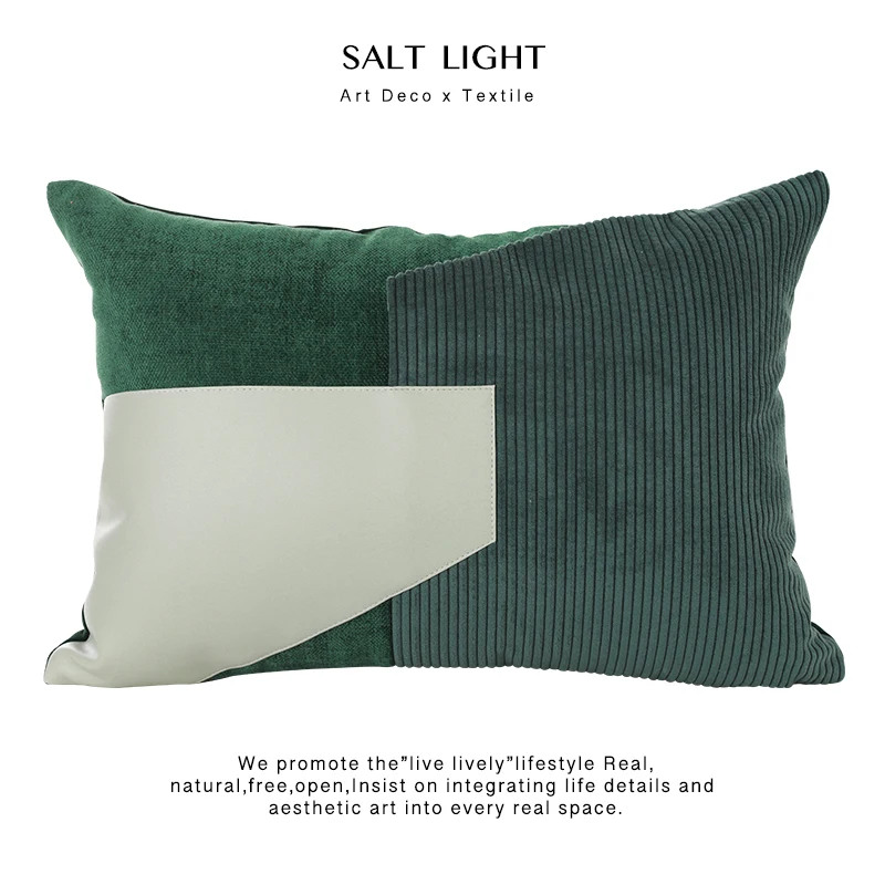 

Modern Simple Green Geometric Splicing Pillow Living Room Sofa Bed Backrest Cushion Hotel Sample Room Decorative Pillow