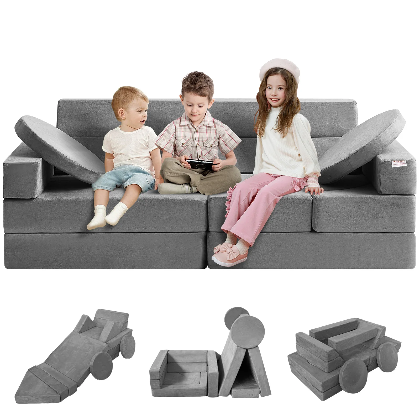 VEVOR Play Couch Kids Sofa Toddler Foam Sofa Couch with High-density 25D Sponge for Playing Creativing Sleeping Kids Furniture