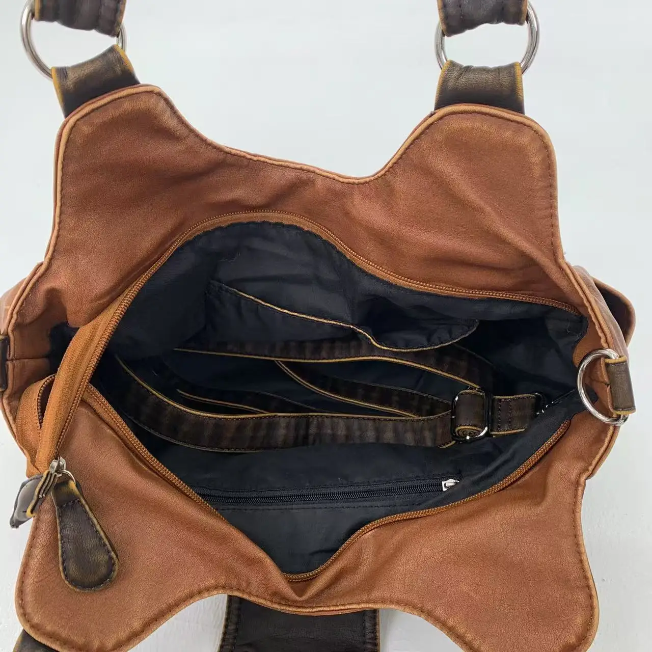 Cool Girls Rivet Hobo Bag Vintage Punk Handbags Buckle Brown Design Motor Style Shoulder Tote Bags Large Y2k Handbag for Women