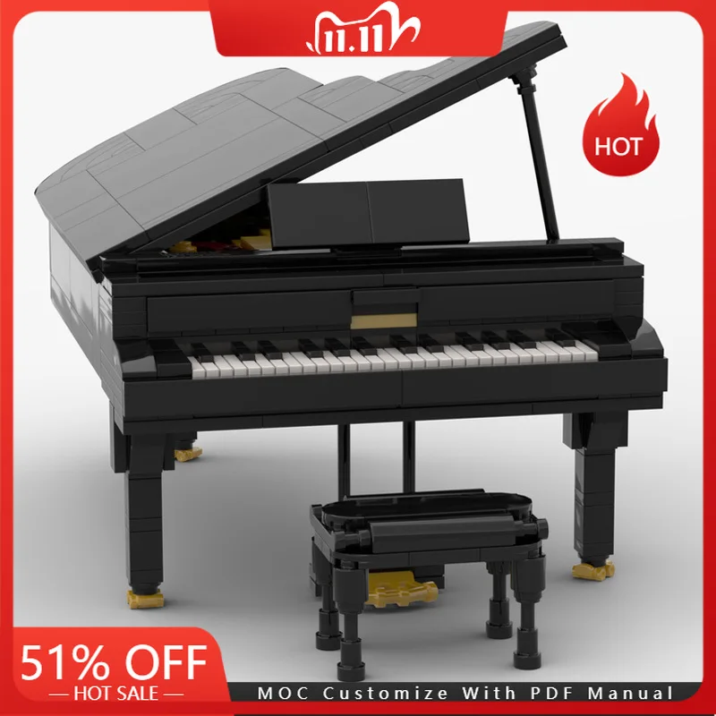 501 パーツコンサート絶妙なグランドピアノモデル Moc ビルディングブロッククリエイティブアセンブリディスプレイおもちゃ子供大人クリスマスギフト