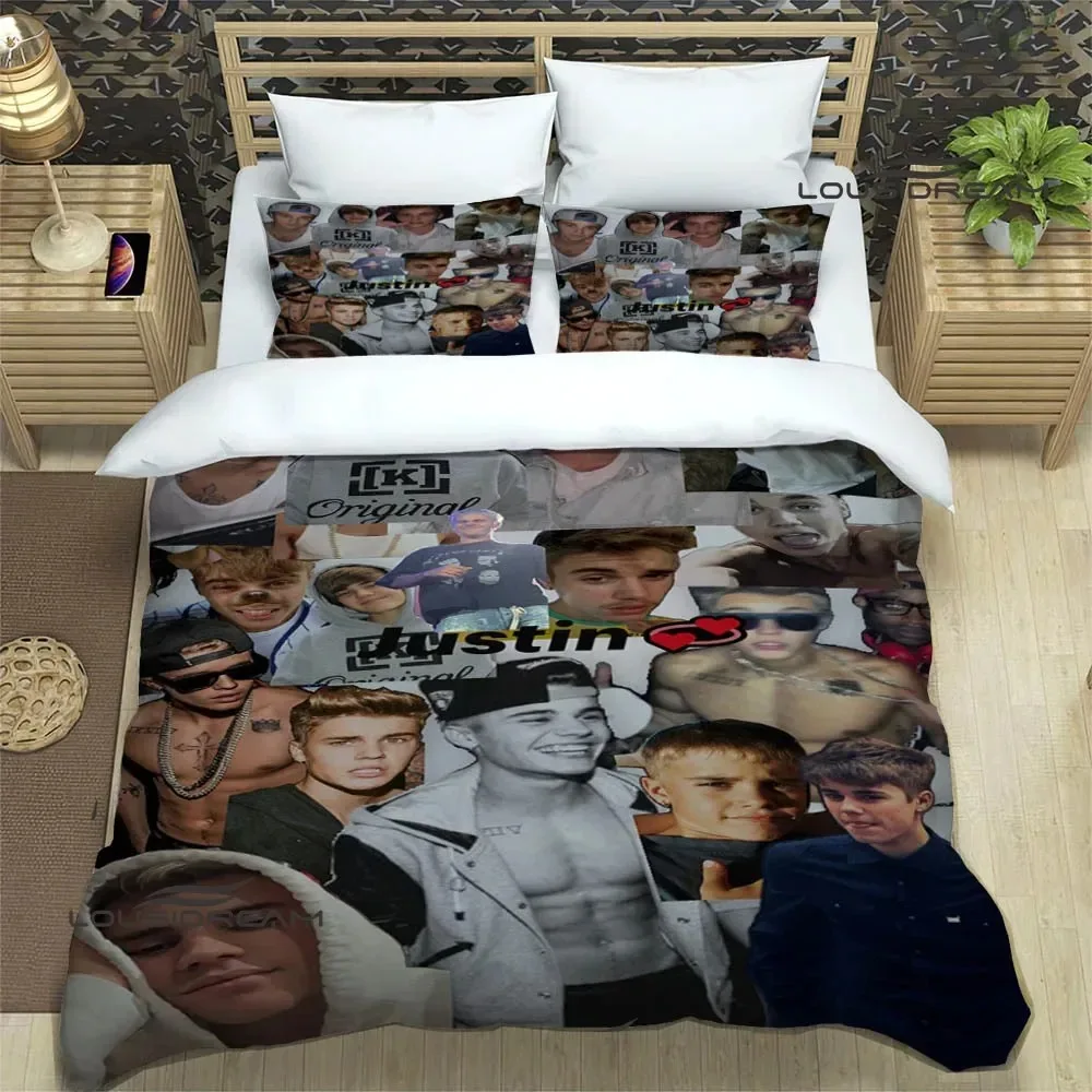 Star Justin Bieber Printed Bedding Sets exquisite bed supplies set duvet cover comforter set bedding set luxury birthday gift