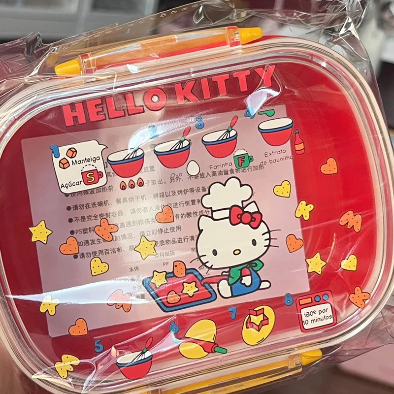 Sanrio Hello Kittys Kuromi Cinnamoroll Lunch Box Kawaii Anime Portable Student Fruit Dim Sum Microwave Oven Lunch-box Girl Gifts