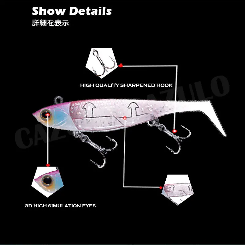 Fishing Leurre Souple Artificial Silicone Accessories 95mm/22.4g 110mm/38g Fishing Lure Soft Lure Jig Bait Pesca Accesorios Mar