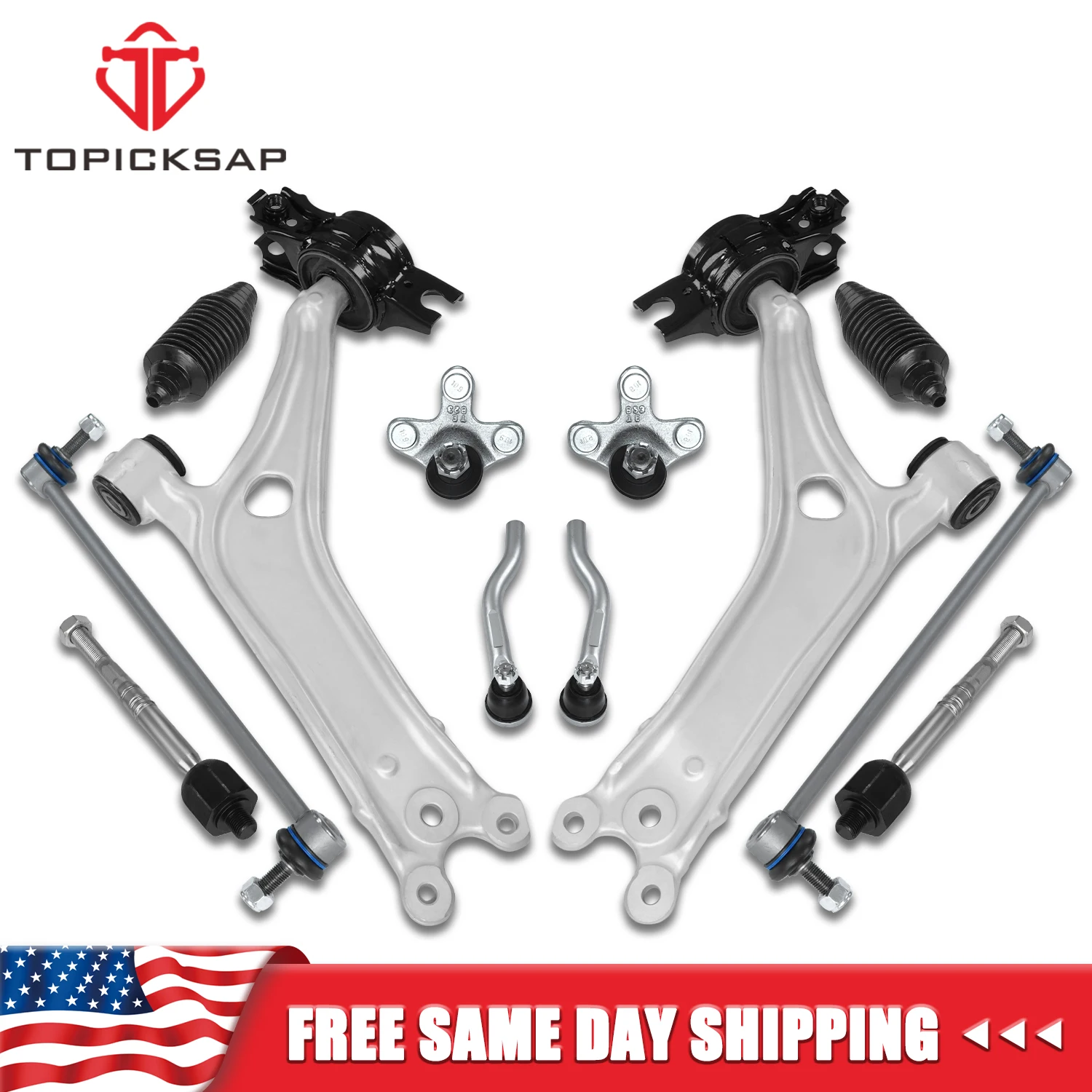 

TOPICKSAP 12pc Front Lower Control Arm Tie Rod Sway Bar End Link Tie Rod Boots Suspension Kit for HONDA ACCORD 2018-2021