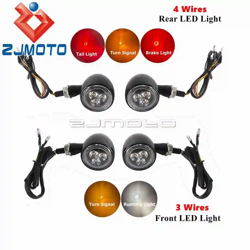 Universal 8mm Motorcycle Turn Signal Light LED Front Rear Brake Bullet Blinker For Chopper Bobber Cafe Racer Custom Motorbike