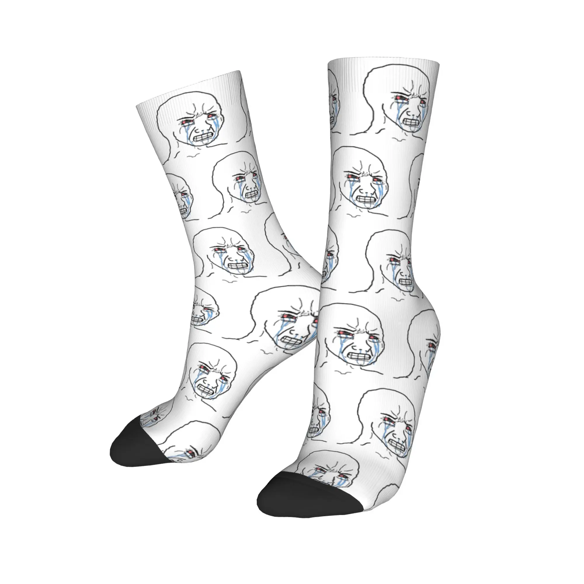 Happy Funny Men's Socks Harajuku Cry Wojak Meme Sock Polyester Funny High Quality Women's Sock Spring Summer Autumn Winter