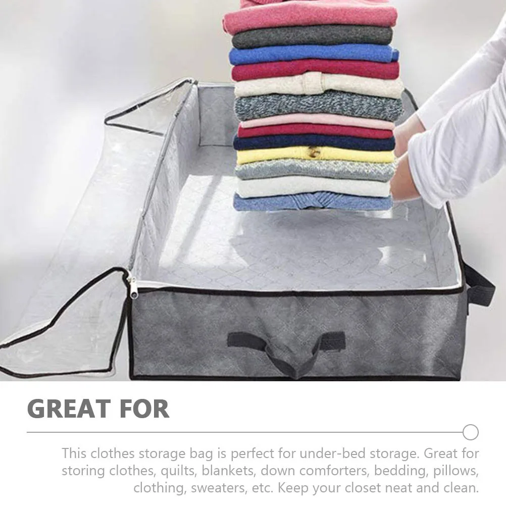 

Large-Capacity Clothes Storage Bag Quilts Organizer with Transparent Lid Foldable for Closet Bedroom Clothes Storage