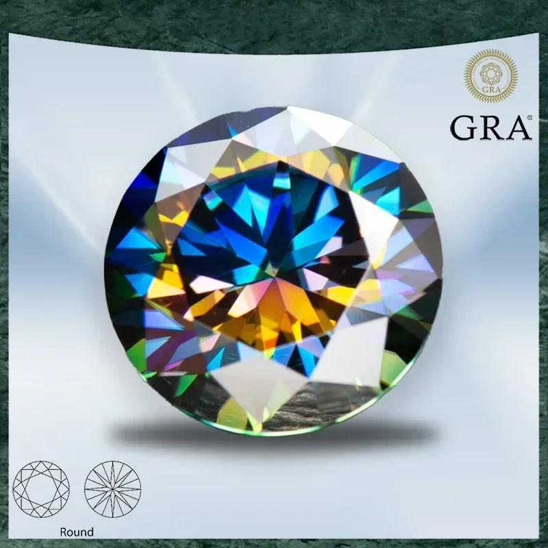 

Moissanite Stone Rainbow Purple Round Cut VVS1 with GRA Certificate for Gemstone Charms Beads Advanced Jewelry Making Materials