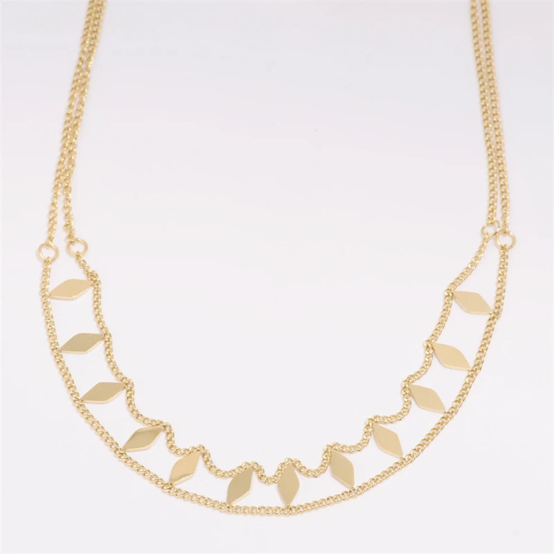 PANGJERY 316L Stainless Steel Double-layered Sequins Chokers Necklace For Women Creative Simple Elegant Wedding Bride Jewelry