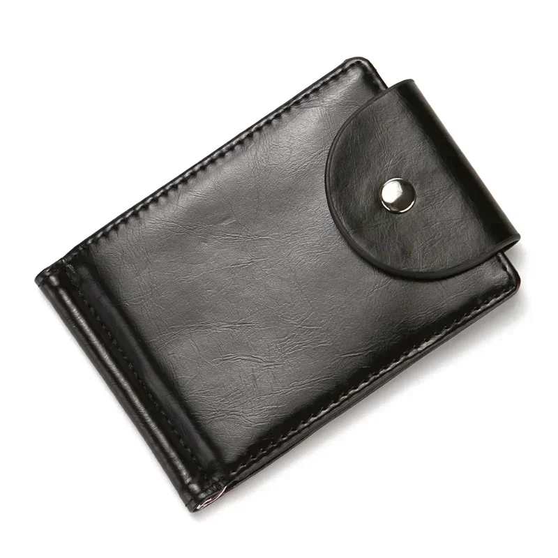 

Slim Leather Zipper Wallet for Men & Women - Pull-Type ID Card Holder, Coin Bag with Money Clip, Compact Design