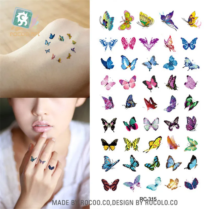 

Body Art Waterproof Temporary Tattoos For Women 3D Beautiful Butterfly Design Small Arm Tattoo Sticker Wholesales RC2315