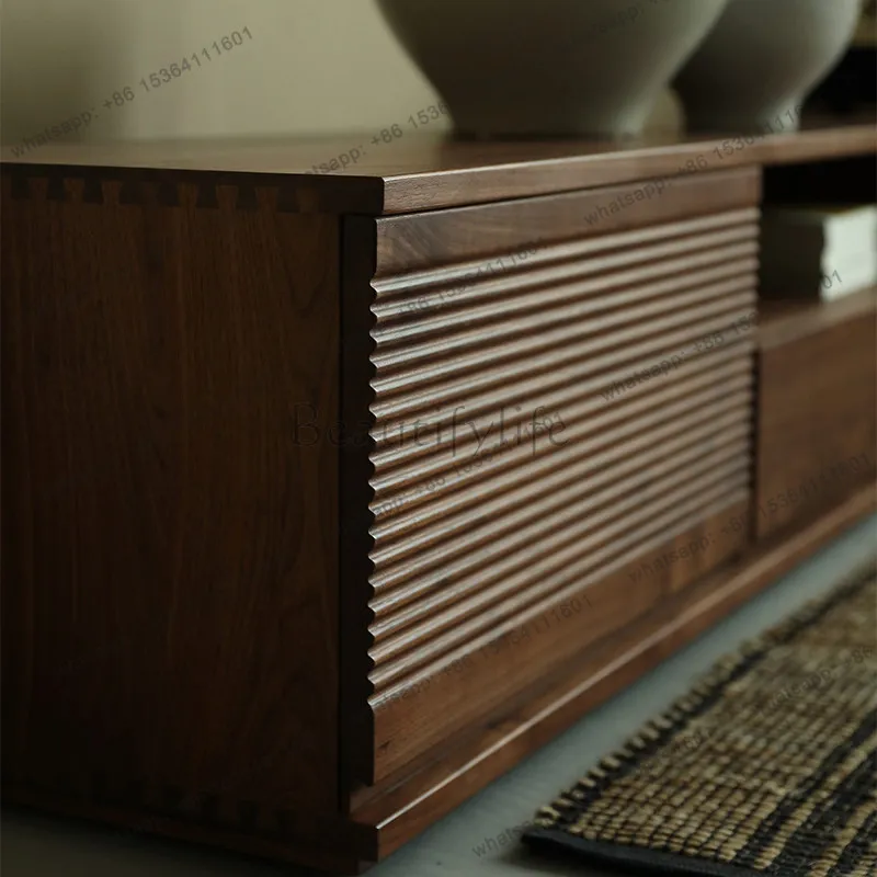 Medieval solid wood North American black walnut TV cabinet