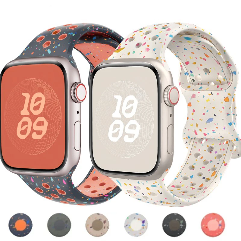 سيليكون رياضي لحزام الساعة ، سوار قابل للتنفس ، سلسلة iWatch 9 ، 8 ، 7 ، 6 ، 5 ، 3 ، SE Ultra 2 ، 40 ، 41 حزام ، 45 Apple ، 44 ، 38 ، 49 ، من