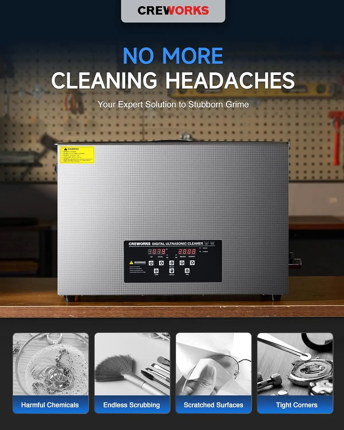 Limpiador ultrasónico digital de 30 litros, 7,9 gal. Máquina de limpieza por ultrasonidos con modos suaves de Degas, limpieza por ultrasonido profesional de 600 W