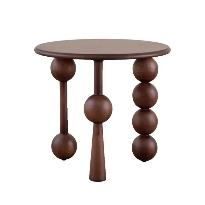 Aged Table Solid Wood Small Round Table Design Tea Table French Retro Home Living Room Sofa Corner Side Tables Coffee Tables