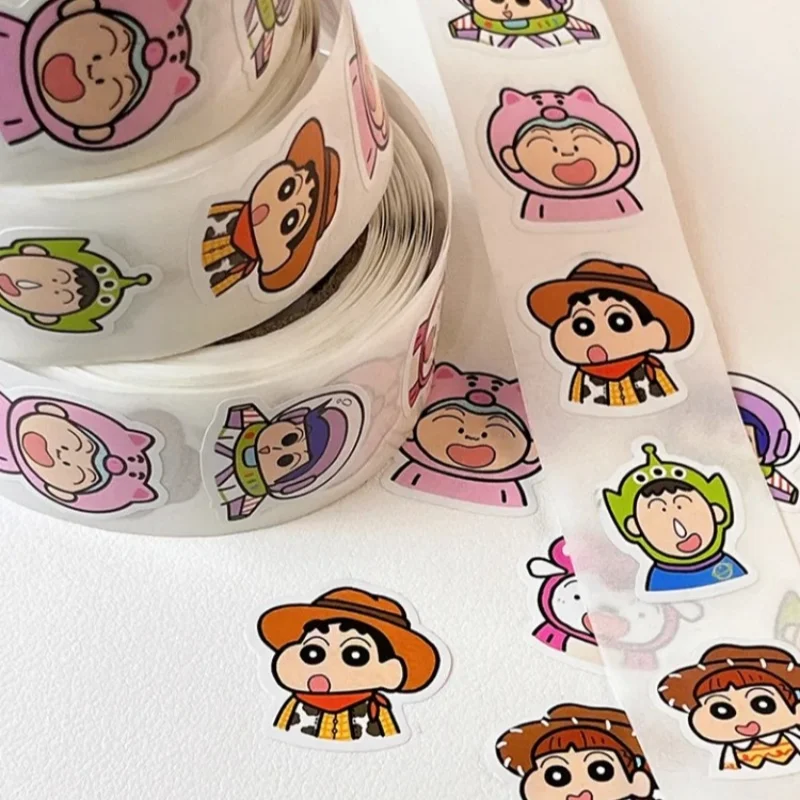 500pcs Crayon Shin-chan Cartoon Stickers Rolls Anime Cosplay Phone Laptop Envelope Decoration Kids Kawaii Graffiti Stickers Gift