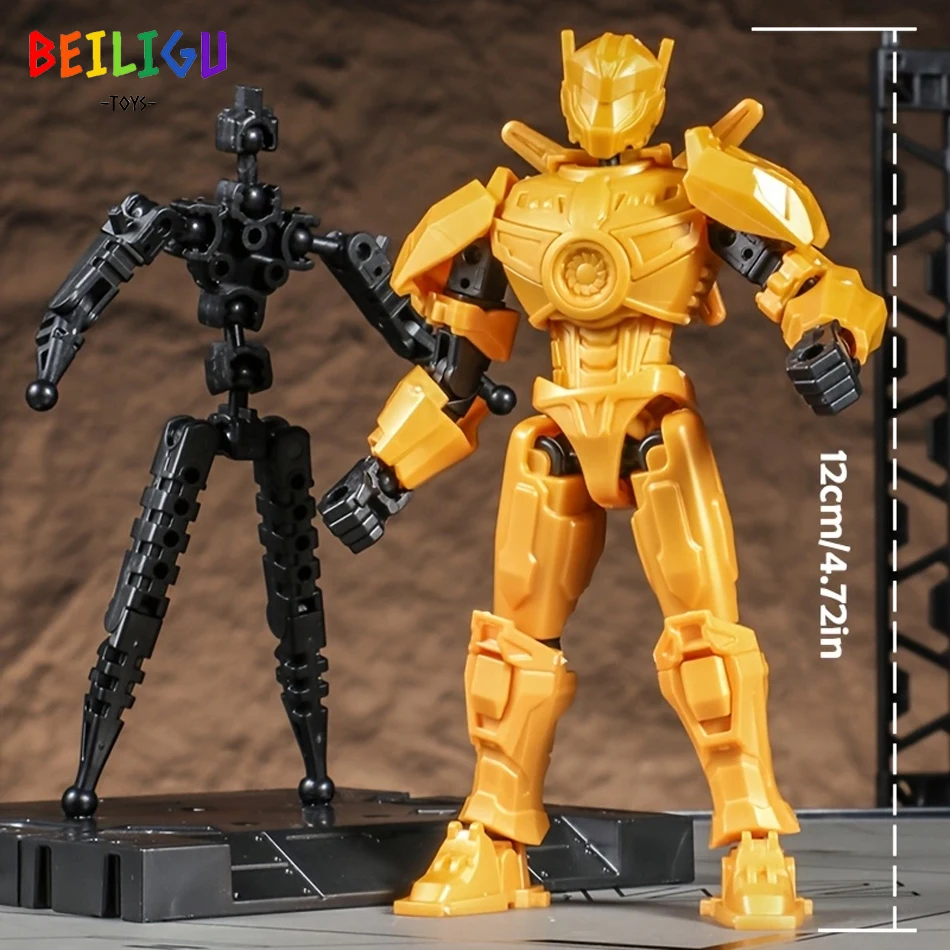 Beiluigu multi-articulação móvel robô brinquedo figura de ação guerreiro armas 3d boneca mecha modelo montagem brinquedos para crianças presente do feriado
