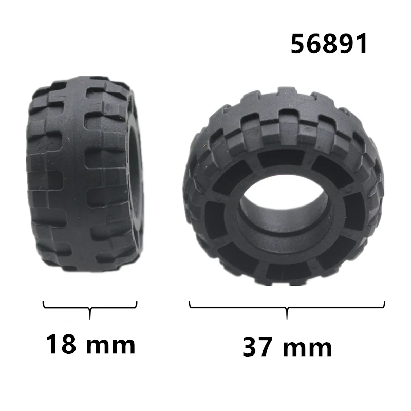 Rainbow Pig MOC Parts Wheel 55982 + 56891 Tire 37 x 18R High-Tech Compatible Bricks DIY Building Blocks Particle Kid Toy Gift