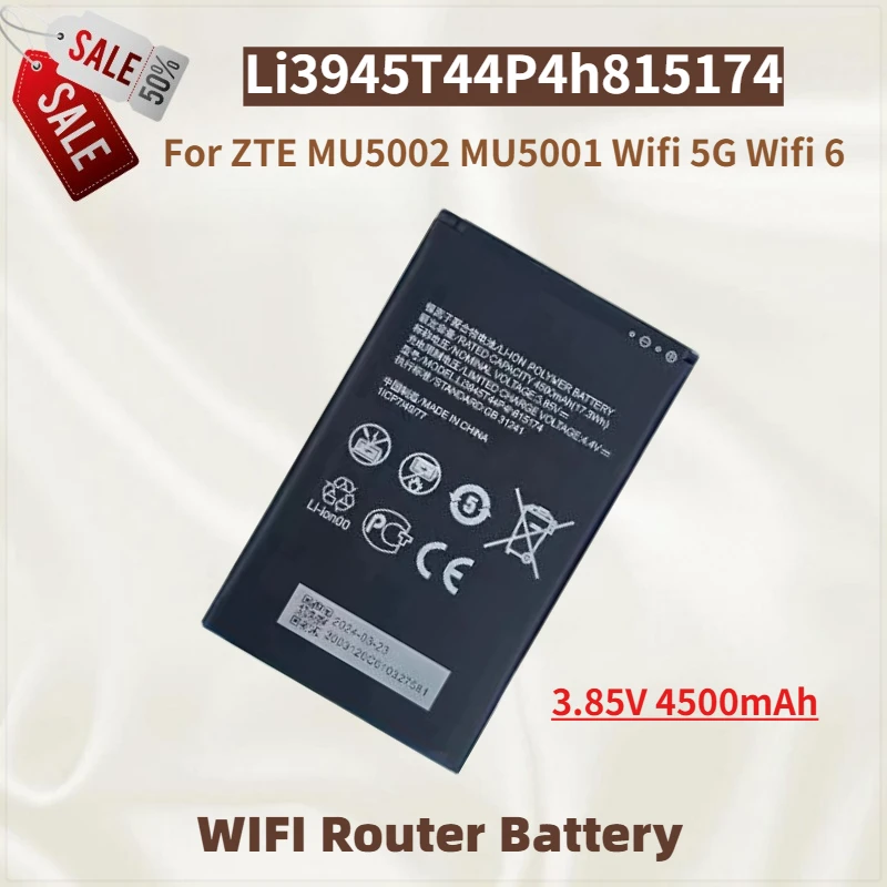 

High Quality Li3945T44P4h815174 battery 3.85V 4500mAh for ZTE MU5002 MU5001 Wifi 5G Wifi 6 Brand New Replacement Battery