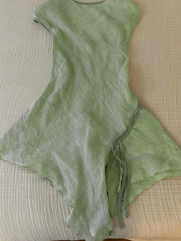 Vintage ein asymmetrischer Taillen-Cinching Dr mit 3D-Blumenmuster und S Sve A-Linien-Rock für Damen im Frühling und Sommer