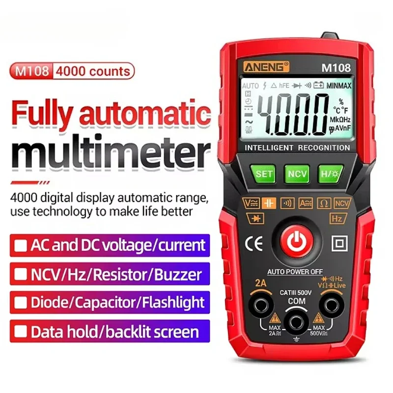M108 MIni Digital Multimeter 4000 count AC/DC Electrical Instruments Tester Auto  digital profesional meter
