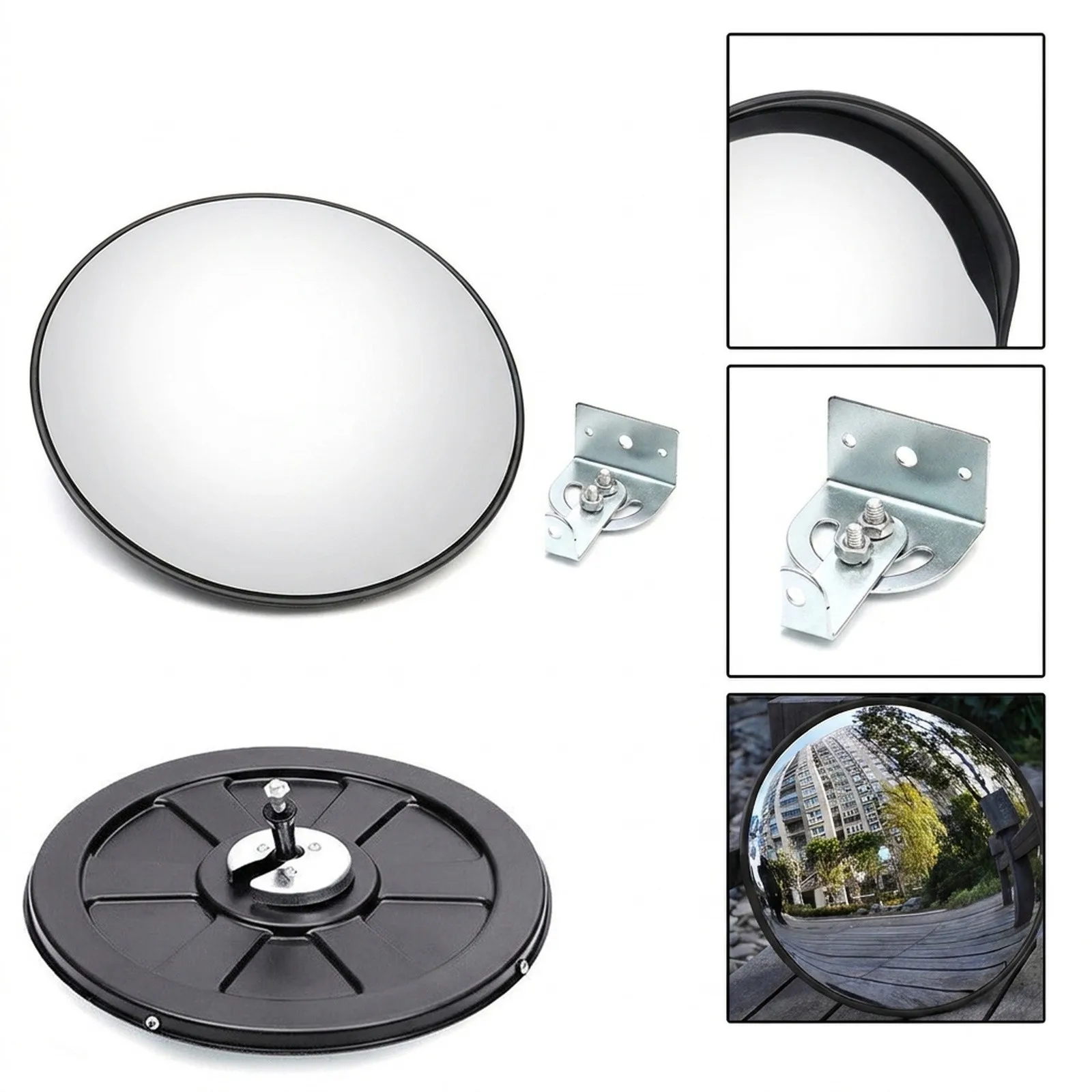 Convex Mirror 12 inch Wide Angle for Outdoor Traffic Safety and Driveway Use with Materials and Clear Reflection