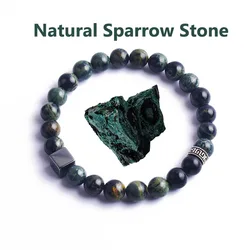 천연 스패로우 스톤 비즈 팔찌, 남자 여자 Labradorite 청금석 스톤 비즈 스트레치 팔찌 쥬얼리 블록 액세서리