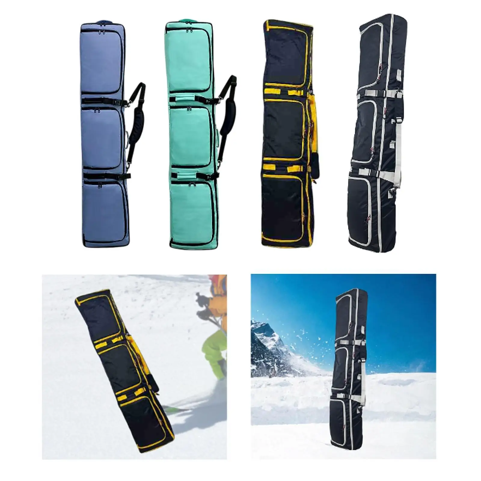 Snowboard Sleeve Wheeled Waterproof Adjustable Shoulder Straps Carry Case Pouch Ski Bag for Snowboarding Winter Sports Outdoor