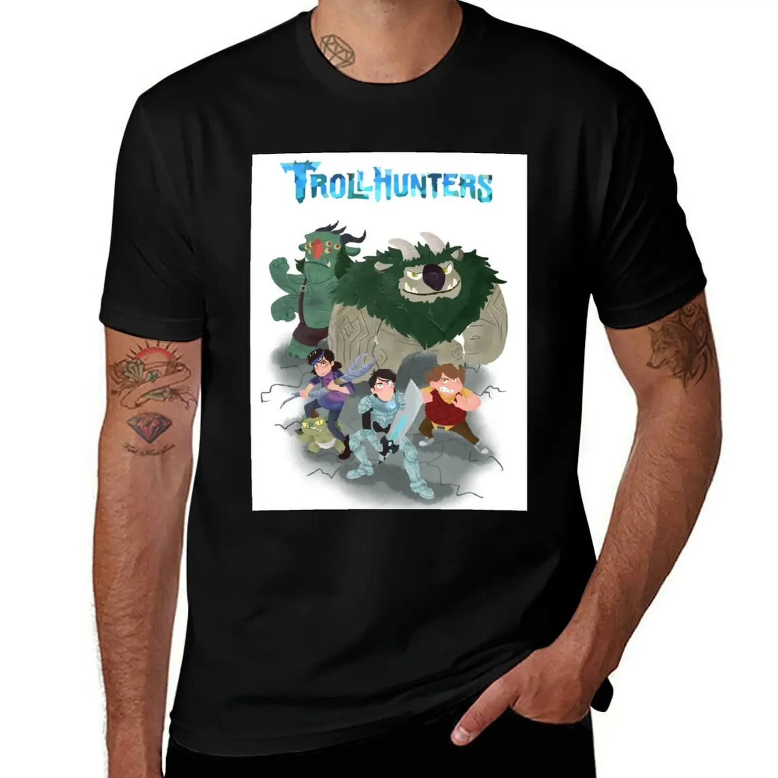 TrollHunters T-Shirt anime t shirts sports fans man clothes boys animal print fitted t shirts for men