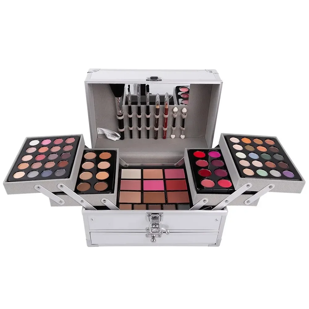 Set regalo per il trucco per le donne Kit completo All in One Make up Face Powder Eyeshadow Palette rossetto pennelli per il trucco evidenziatore Bronzer