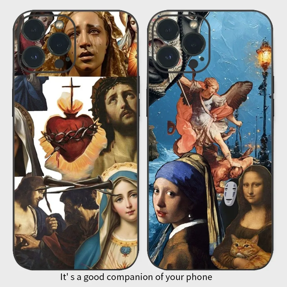 Art Aesthetic Da Vinci David Mona Lisa Angel Eyes Soft Phone Case  For iPhone15 14 13 12 Mini 11 Pro XS Max X XR SE5 6 7 8 Plus