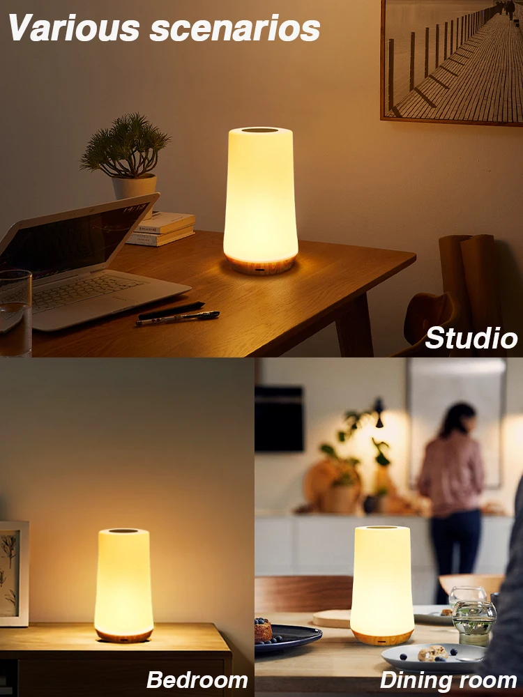 Lampka nocna LED 13-kolorowa zmieniająca kolor lampa stołowa RGB pilot dotykowy akumulatorowa lampka nocna RGB z możliwością przyciemniania lampka