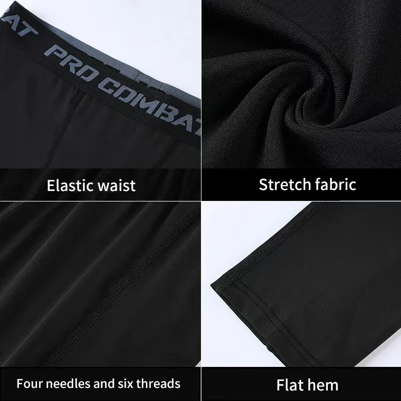 Tights Mens Spring Autumn Winter Basketball Training Elastic Fitness Base Pants Fast Dry Running Compression Long PantsIce Silk