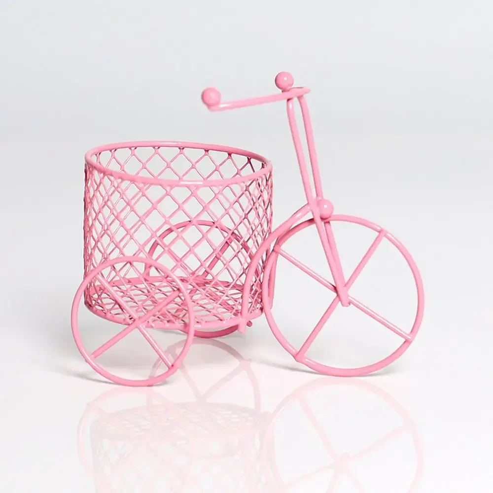 New Mini Ornaments Iron Tricycle Retro Beauty Sponge Storage Jewelry Container Art Decoration Cute Shelves Closet Home Organizer